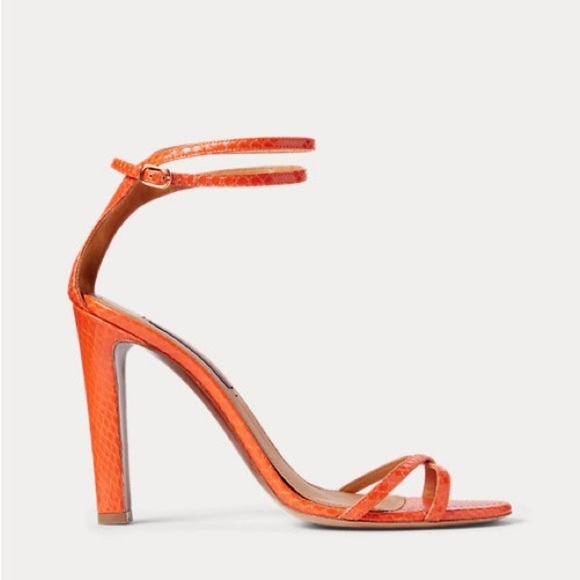 Ralph Lauren Purple Label Ardelisa Ayers Snakeskin Sandal Bright Orange EU 39.5 - Picture 3 of 16